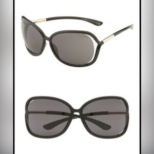 Tom Ford Black wide Sunglasses with Gold Accents with case